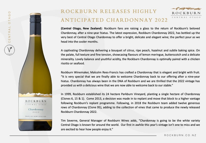 Rockburn Releases Highly Anticipated Chardonnay 2022